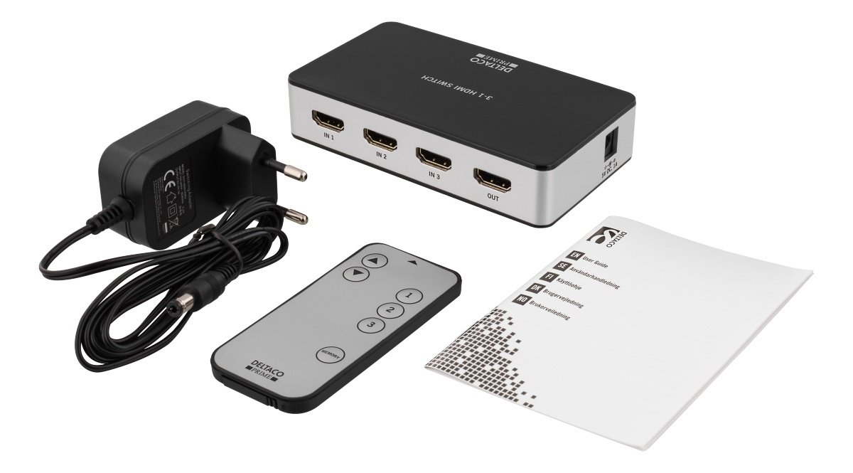 Specificitet elegant jorden DELTACO PRIME Premium 3 Port HDMI Switch med IR Trådløs Remote ‒ WATTOO.DK