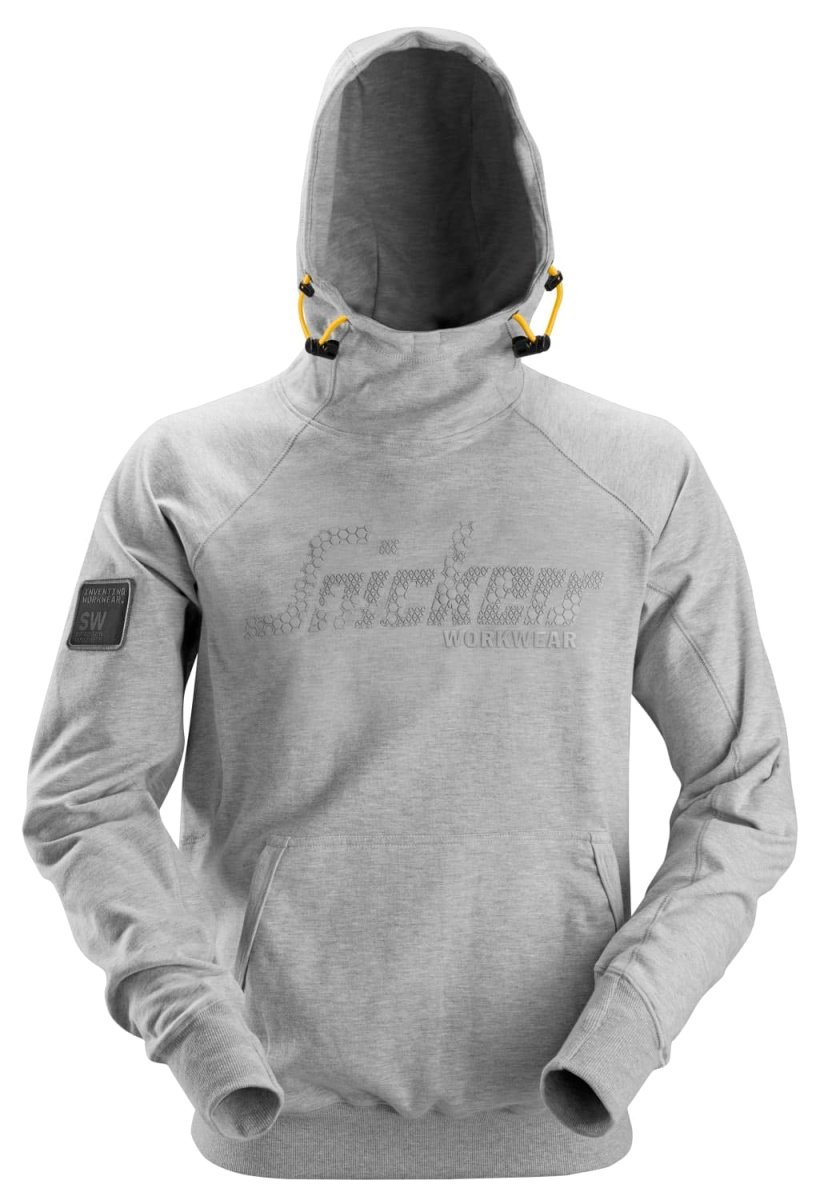kind mandskab skildring Snickers Logo hættetrøje 2881, 3D print, høj krave, lys grå, XS ‒ WATTOO.DK